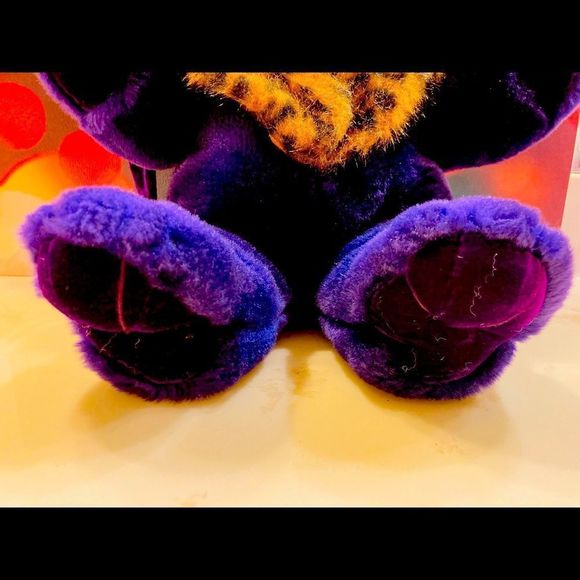 Dan Dee Collector's Choice Leopard Print Hat Royal Purple Plush Teddy Bear 13" - Picture 4 of 8